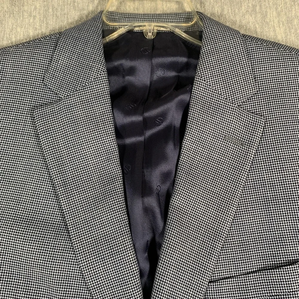 David Donahue Blazer Mens 48R Blue Check Wool Silk Linen Sport Coat Connor‎ SPJ